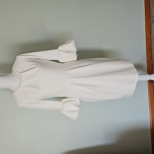 Betsy & Adam Short Crepe 3/4 Puff Sleeve Dress Women's Dress